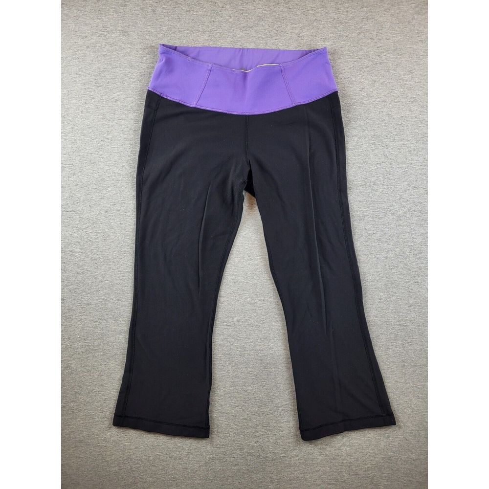 Lululemon Womens Wunder Leggings Black Purple Size 6 With Pocket Yoga Athleisure